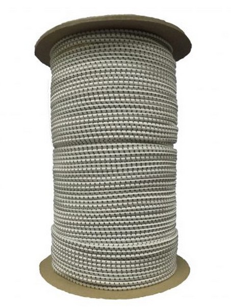 Shock Cord 1/8IN White W/Black 100 FT/RL - Rope & Webbing