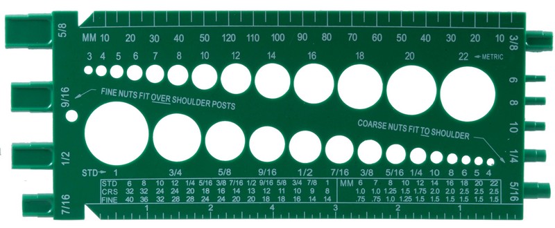 Standard & Metric Bolt & Nut Gauge Green - All