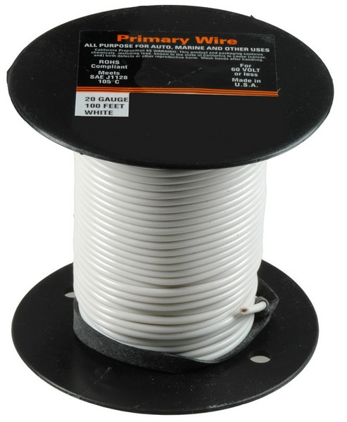 Primary Wire 20 Gauge White - All