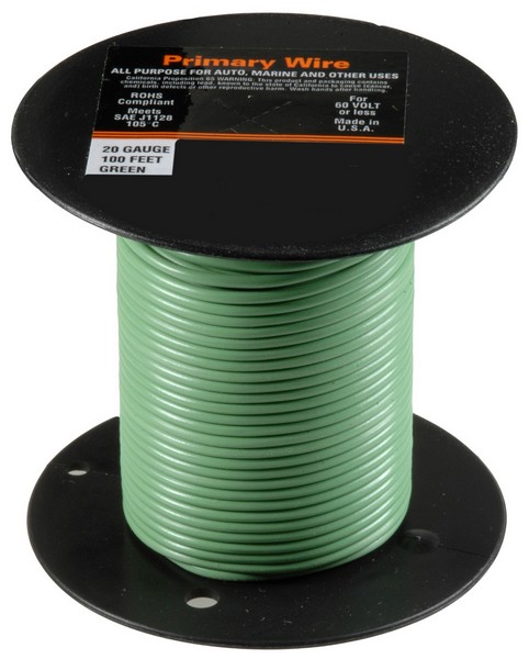 Primary Wire 20 Gauge Green - All