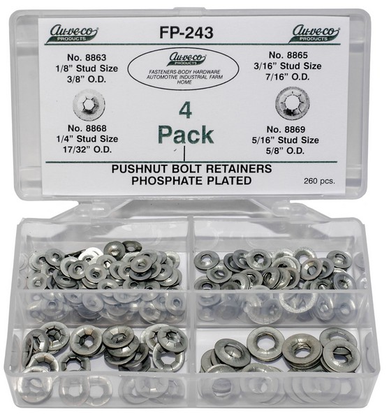 4 Pak Flat Push-On Retainers Zinc - All