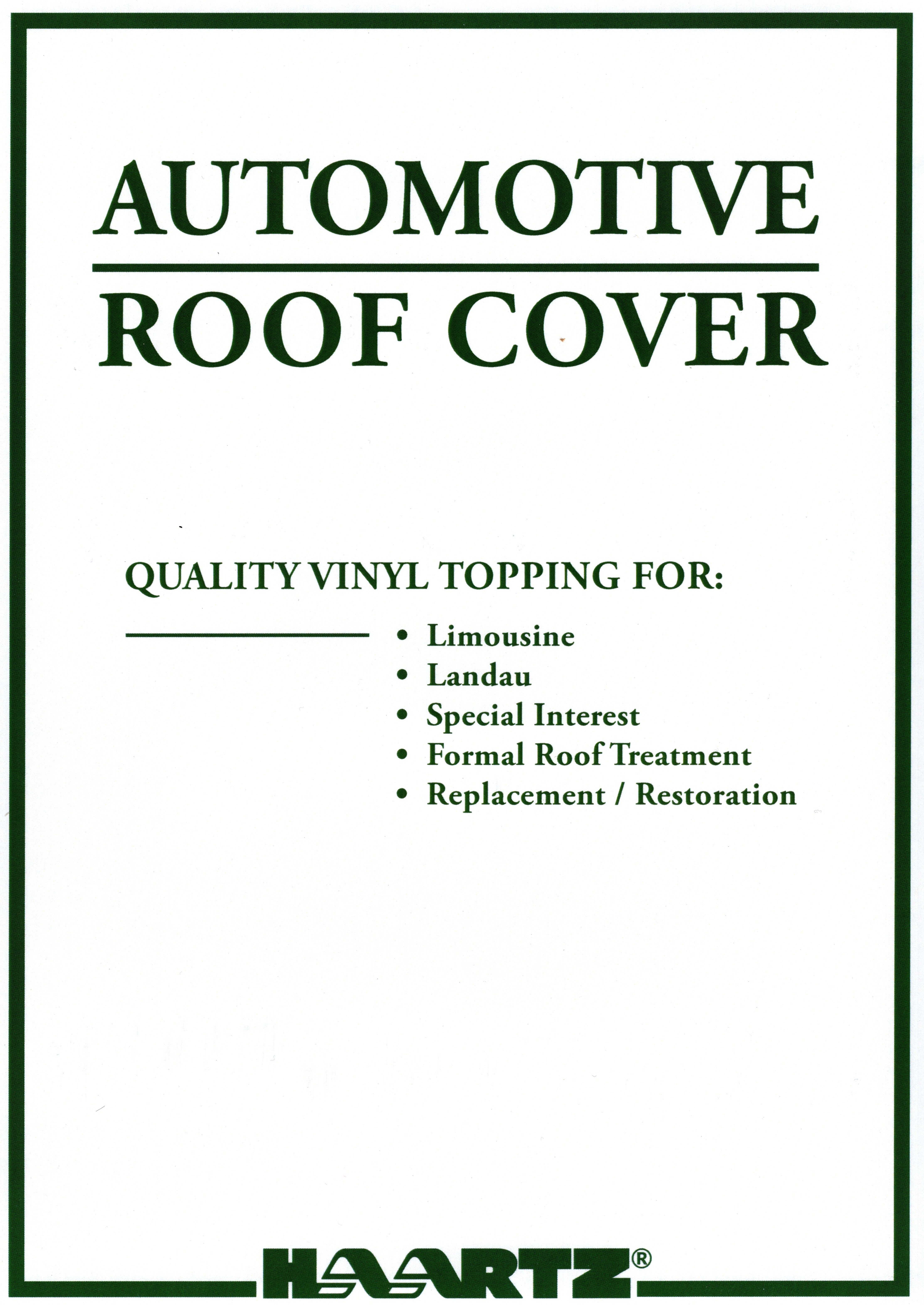 Landau Roof Cover Material Sample Card - Landau Topping