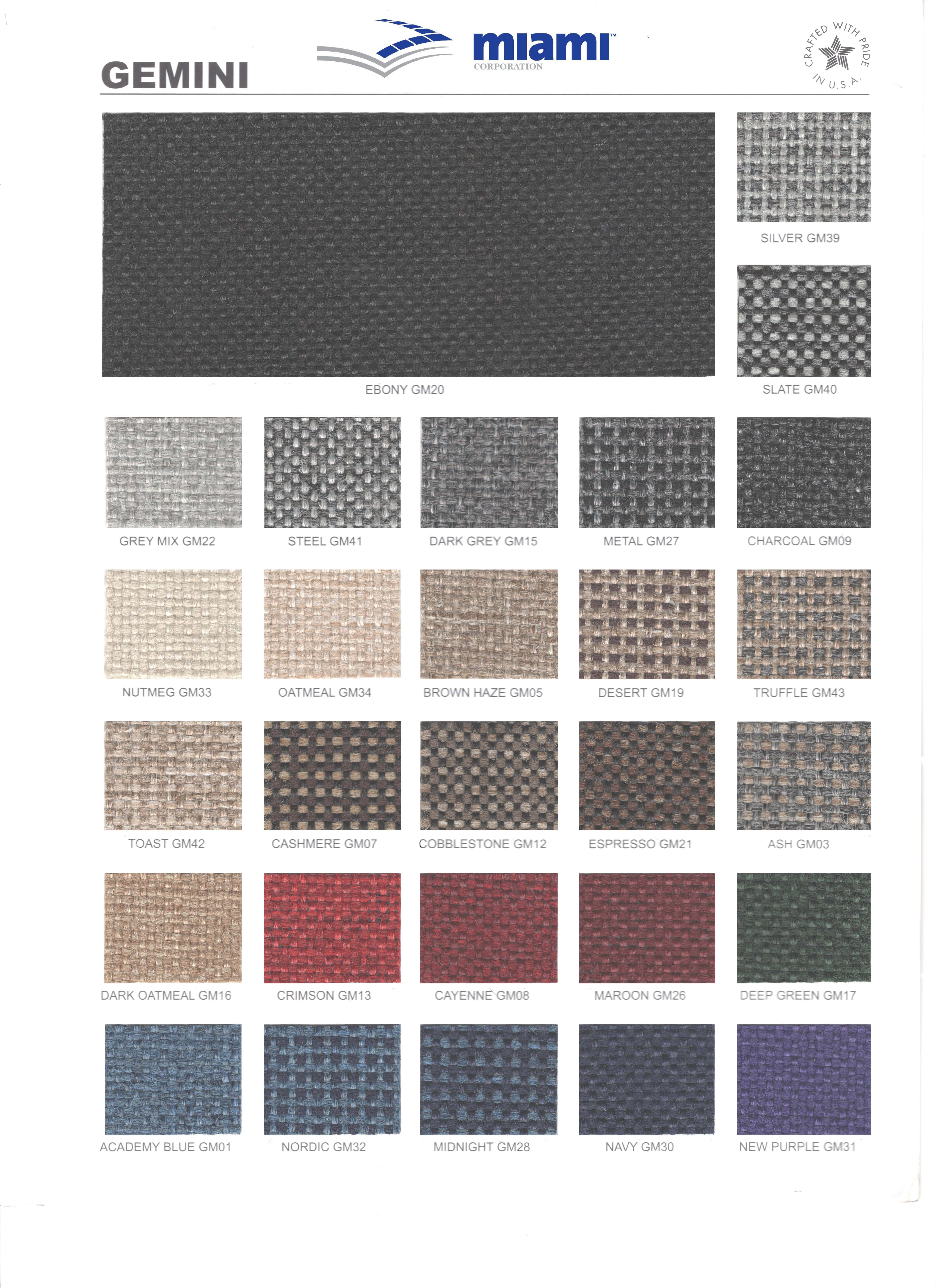 Gemini Tweed Sample Card - Upholstery Cloth