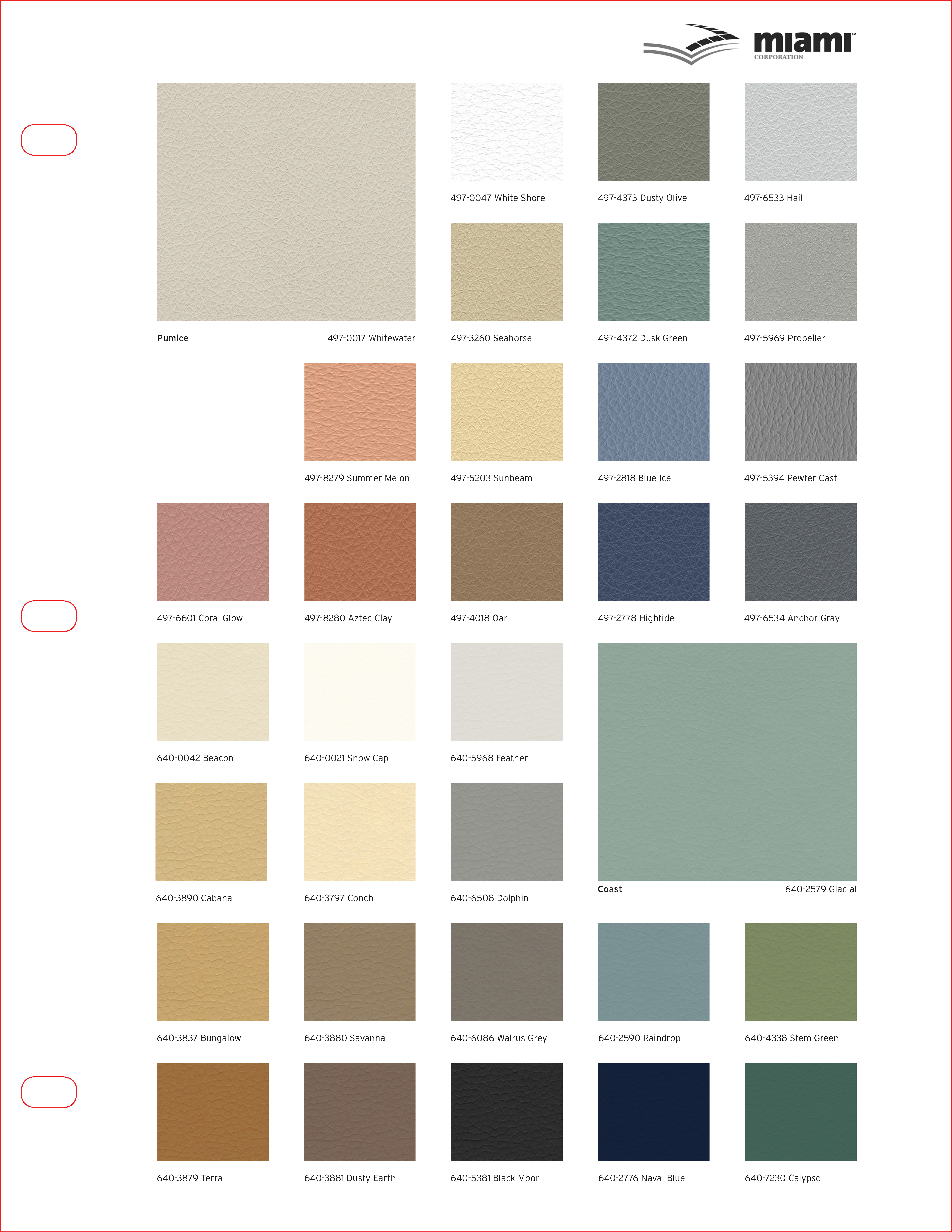 Ultrafabrics Coast & Pumice Sample Card - Ultrafabrics Coast & Pumice