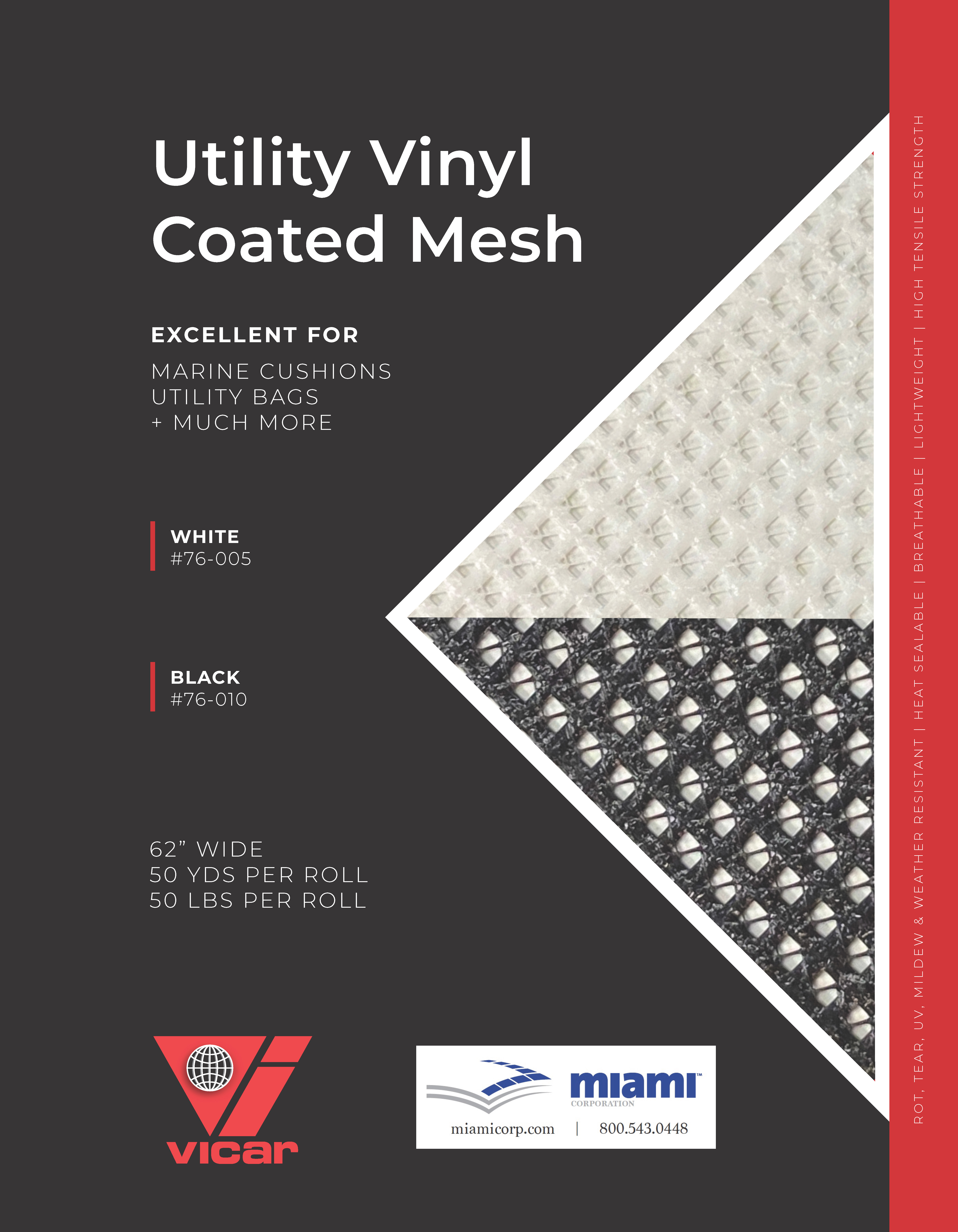 Vicar Mesh Sample Card Miami - Clear Vinyl & Mesh