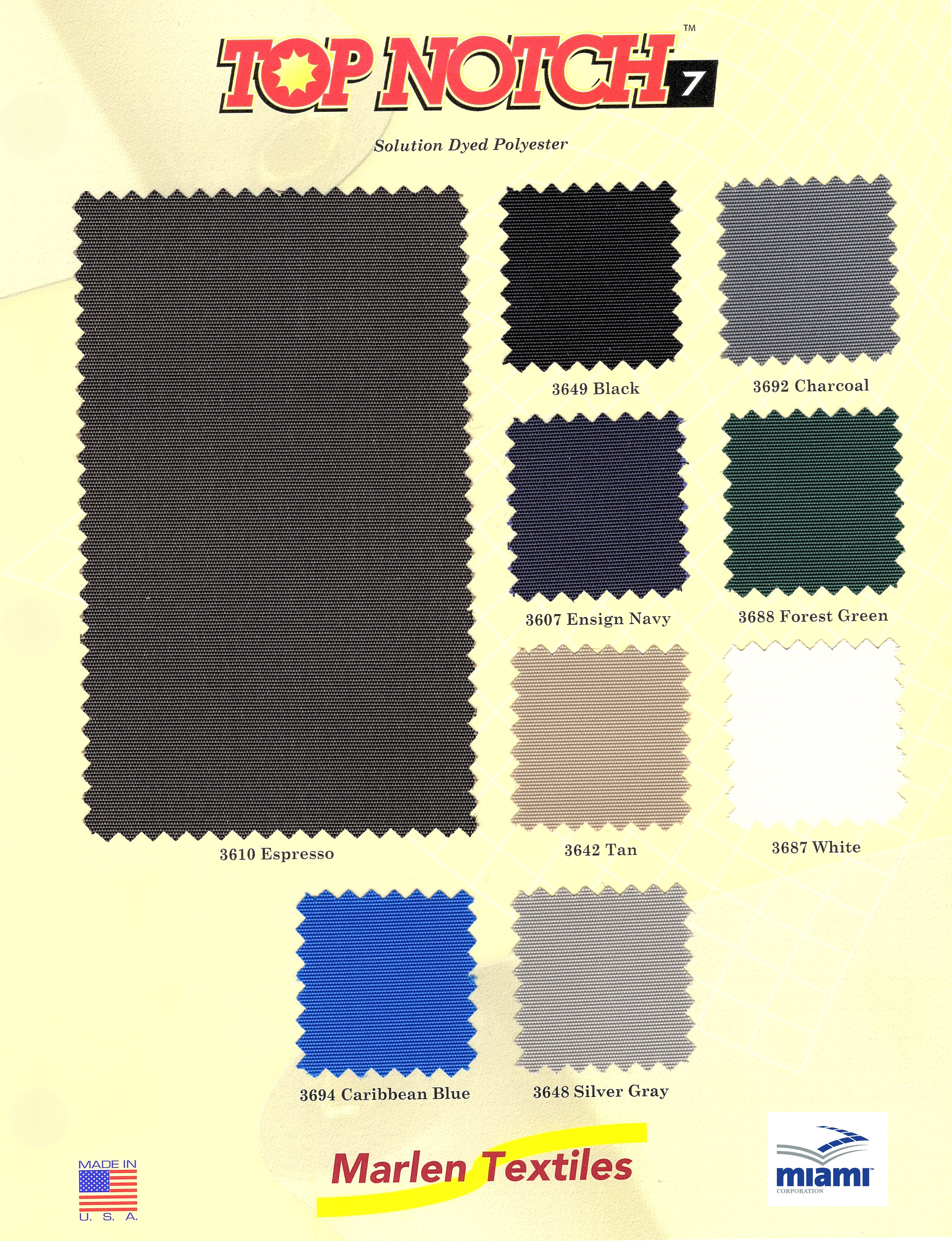 Top Notch 7 Sample Card - All Topping Fabric
