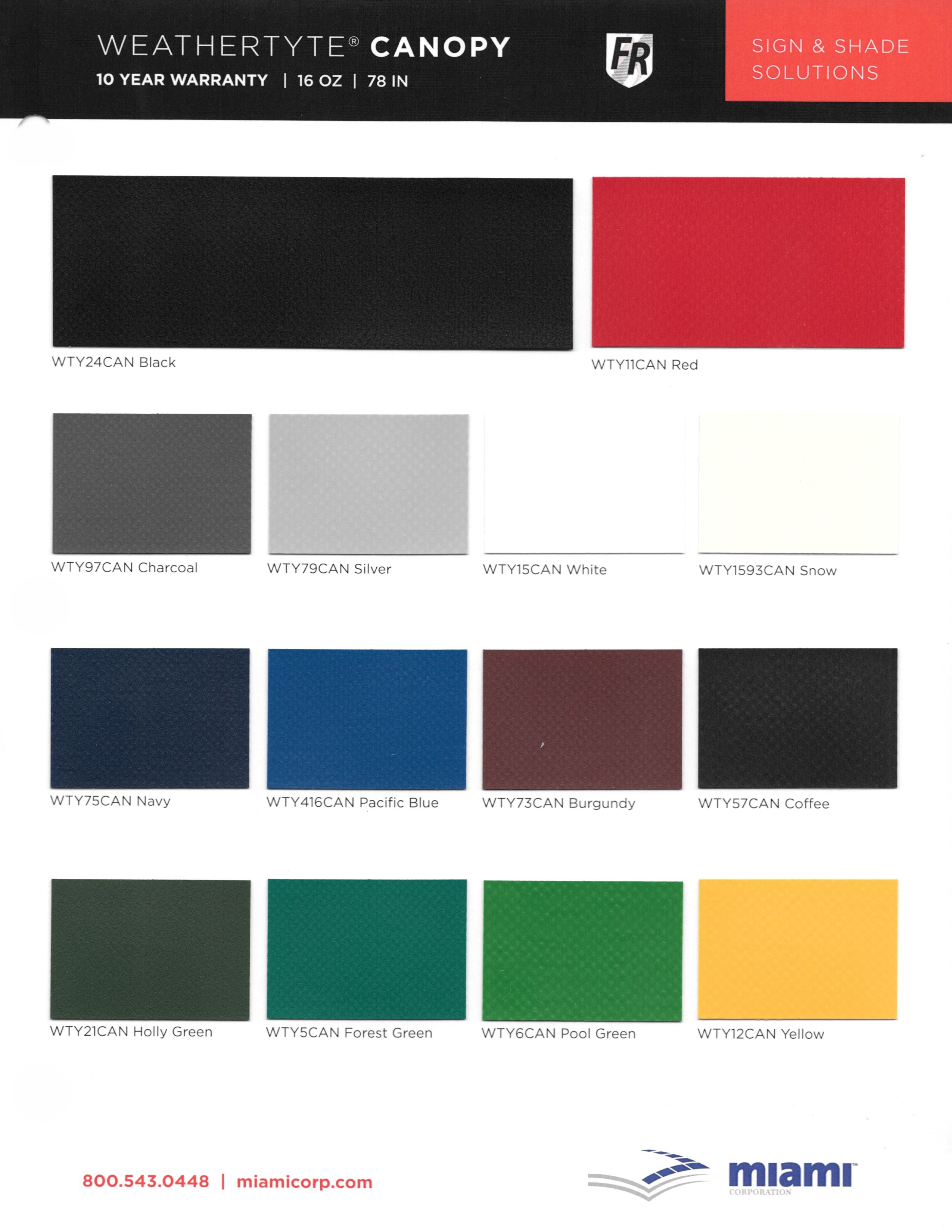 Weathertyte Canopy Sample Card - WeatherTyte Products